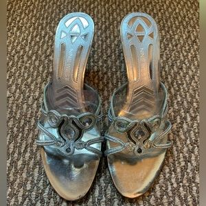 Nine West silver heels